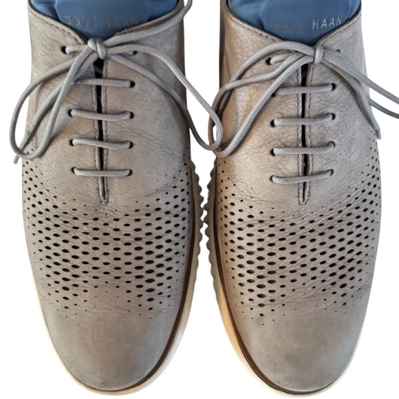 Cole Haan 2 Zerogrand Men’s Size 10.5 Laser Wingtip Oxfords Shoes Gray C36944 - Picture 9 of 12
